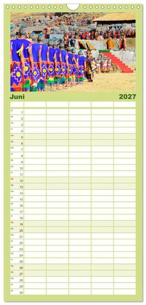Produktbild: Familienplaner 2027 - Peru: Natur mit Geschichte mit 5 Spalten (Wandkalender, 21 x 45 cm) CALVENDO