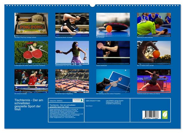 Produktbild: Tischtennis - Der am schnellsten gespielte Sport der Welt (hochwertiger Premium Wandkalender 2026 DIN A2 quer), Kunstdruck in Hochglanz