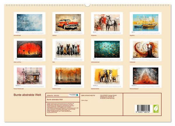 Produktbild: Bunte abstrakte Welt (hochwertiger Premium Wandkalender 2026 DIN A2 quer), Kunstdruck in Hochglanz