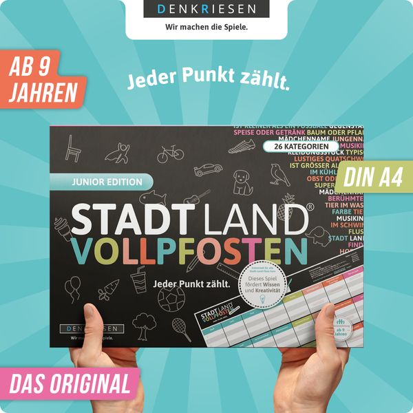 Denkriesen - Stadt Land Vollpfosten® Junior Edition – "Jeder Punkt zählt."