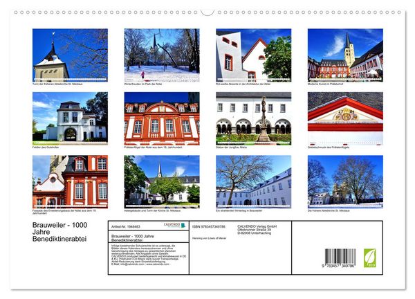 Produktbild: Brauweiler - 1000 Jahre Benediktinerabtei (hochwertiger Premium Wandkalender 2026 DIN A2 quer), Kunstdruck in Hochglanz