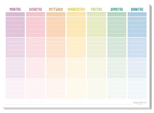 Produktbild: paper&you Tisch-Block Wochenplan Pure A4