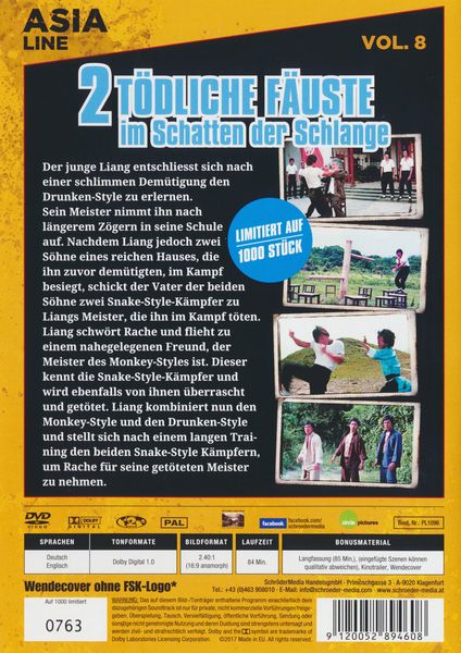 Produktbild: 2 t&ouml;dliche F&auml;uste im Schatten der Schlange - Asia Line Vol. 8 [LE]