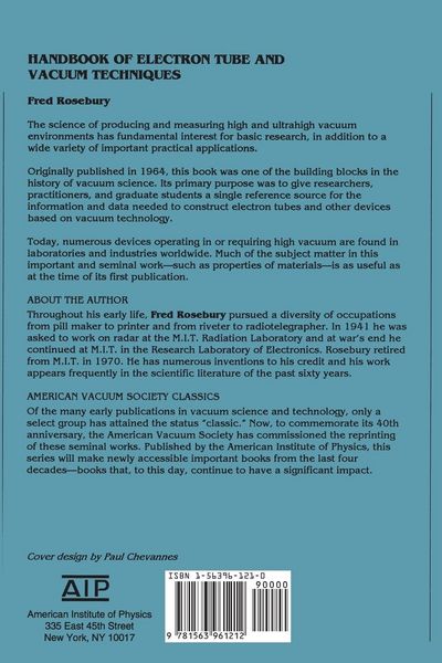 Produktbild: Handbook of Electron Tube and Vacuum Techniques