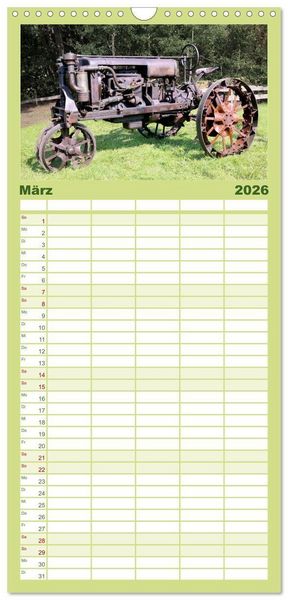 Produktbild: Familienplaner 2026 - Rostige alte Traktoren mit 5 Spalten (Wandkalender, 21 x 45 cm) CALVENDO
