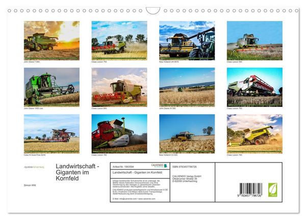 Produktbild: Landwirtschaft - Giganten im Kornfeld (Wandkalender 2026 DIN A3 quer), CALVENDO Monatskalender