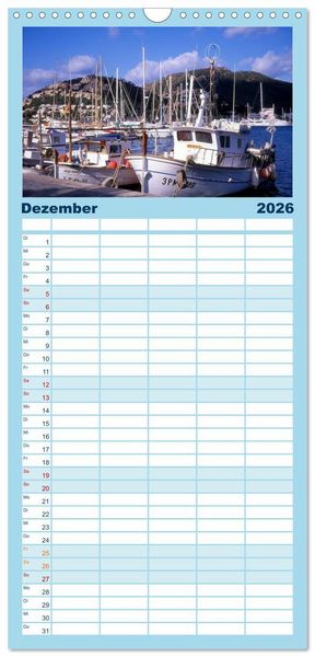 Produktbild: Familienplaner 2026 - Trauminsel Mallorca mit 5 Spalten (Wandkalender, 21 x 45 cm) CALVENDO