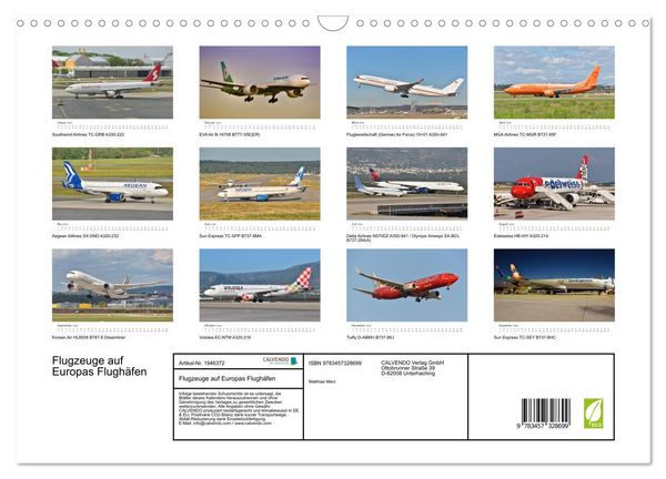 Produktbild: Flugzeuge auf Europas Flugh&auml;fen (Wandkalender 2026 DIN A3 quer), CALVENDO Monatskalender