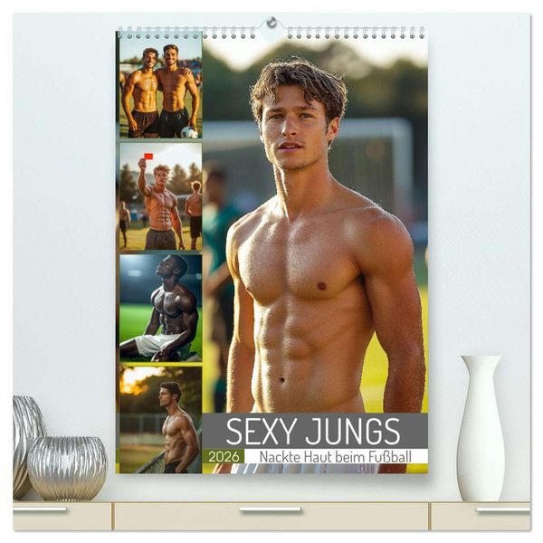 Produktbild: SEXY JUNGS - Nackte Haut beim Fu&szlig;ball (hochwertiger Premium Wandkalender 2026 DIN A2 hoch), Kunstdruck in Hochglanz