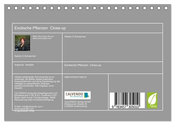 Produktbild: Exotische Pflanzen Close-up (Tischkalender 2026 DIN A5 quer), CALVENDO Monatskalender