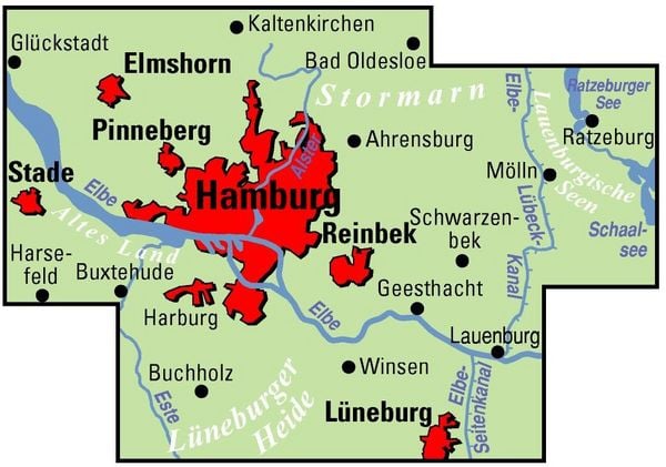 Produktbild: BVA ADFC Regionalkarte Hamburg und Umgebung 1:75.000