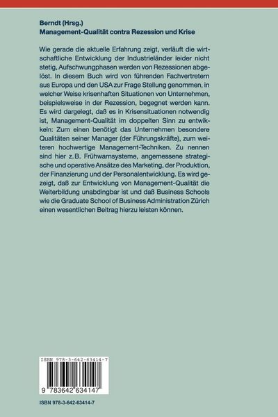 Produktbild: Management-Qualit&auml;t contra Rezession und Krise