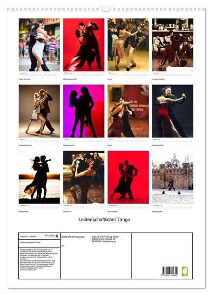 Produktbild: Leidenschaftlicher Tango (Wandkalender 2026 DIN A2 hoch), CALVENDO Monatskalender