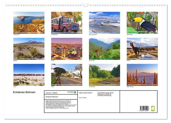 Produktbild: Entdecke Bolivien (Wandkalender 2026 DIN A2 quer), CALVENDO Monatskalender