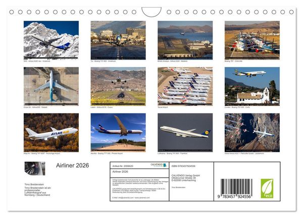 Produktbild: Airliner 2026 (Wandkalender 2026 DIN A4 quer), CALVENDO Monatskalender