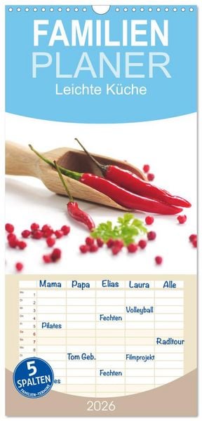 Produktbild: Familienplaner 2026 - Leichte K&uuml;che mit 5 Spalten (Wandkalender, 21 x 45 cm) CALVENDO