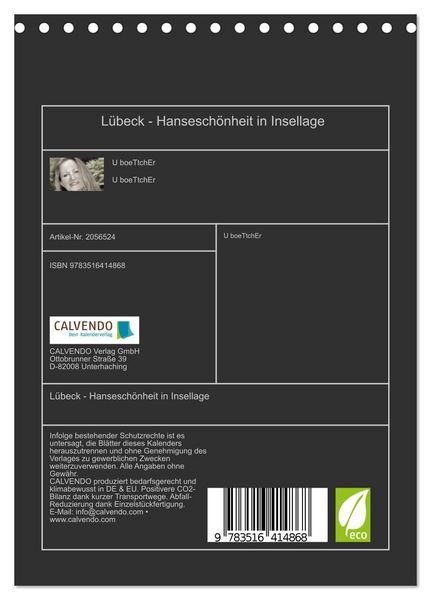 Produktbild: L&uuml;beck - Hansesch&ouml;nheit in Insellage (Tischkalender 2026 DIN A5 hoch), CALVENDO Monatskalender