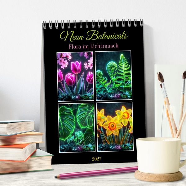Produktbild: Neon Botanicals - Flora im Lichtrausch (Tischkalender 2027 DIN A5 hoch), CALVENDO Monatskalender
