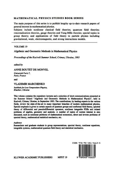 Produktbild: Algebraic and Geometric Methods in Mathematical Physics