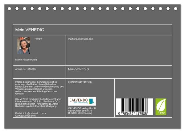 Produktbild: Mein VENEDIG (Tischkalender 2026 DIN A5 quer), CALVENDO Monatskalender