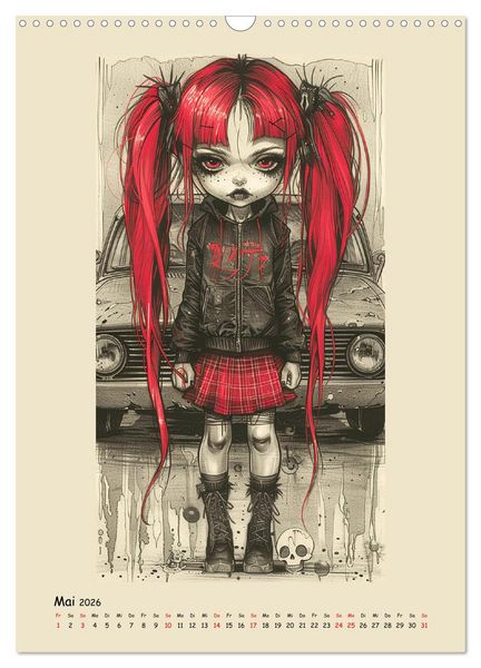 Produktbild: Gothic Punk Girls im k&uuml;nstlerischen Manga-Stil (Wandkalender 2026 DIN A3 hoch), CALVENDO Monatskalender