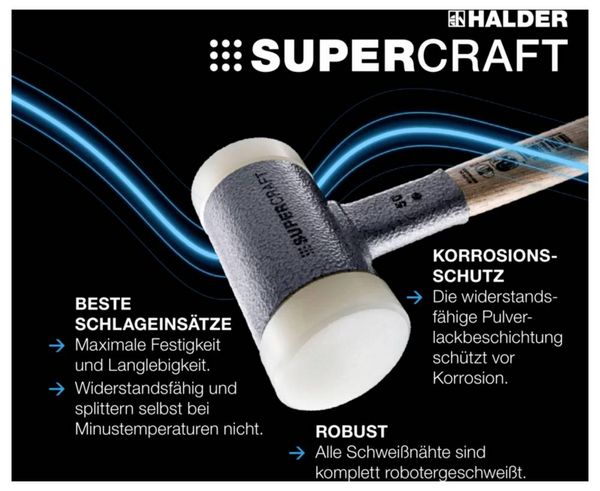 Produktbild: Halder SUPERCRAFT 3377.040 Schonhammer ergonomischer Griff, hart 805g 305mm 1St.
