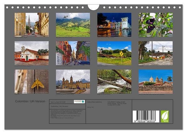 Produktbild: Colombia / UK-Version (Wall Calendar 2026 DIN A4 landscape), CALVENDO 12 Month Wall Calendar