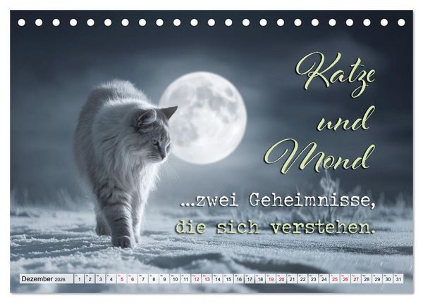 Produktbild: Katzenpoesie - Herzber&uuml;hrende Verse (Tischkalender 2026 DIN A5 quer), CALVENDO Monatskalender