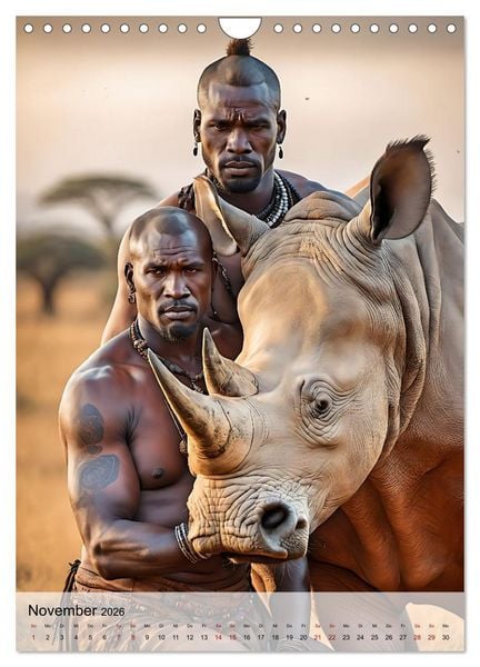 Produktbild: Verwegene Kerle - Muskeln, Tattoos und wilde Tiere (Wandkalender 2026 DIN A4 hoch), CALVENDO Monatskalender