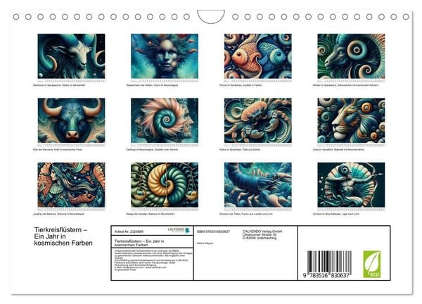 Produktbild: Tierkreisfl&uuml;stern &ndash; Ein Jahr in kosmischen Farben (Wandkalender 2027 DIN A4 quer), CALVENDO Monatskalender