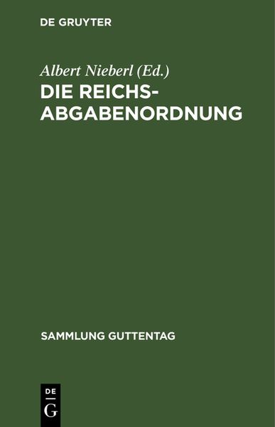 Produktbild: Die Reichsabgabenordnung
