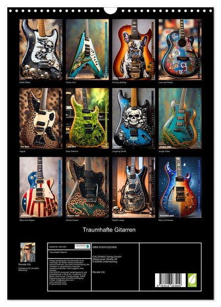 Produktbild: Traumhafte Gitarren (Wandkalender 2026 DIN A3 hoch), CALVENDO Monatskalender