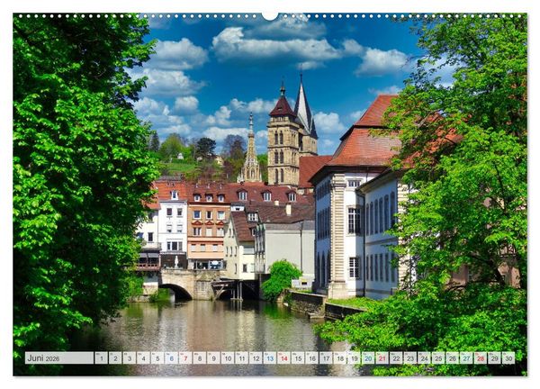 Produktbild: Esslingen zwischen Tag und Nacht (hochwertiger Premium Wandkalender 2026 DIN A2 quer), Kunstdruck in Hochglanz