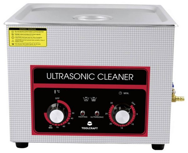 Produktbild: TOOLCRAFT USC-1500 Ultraschallreiniger B&uuml;robedarf, Schmuck, Werkstatt 360 W 15 l mit Heizung, mit Reinigungskorb