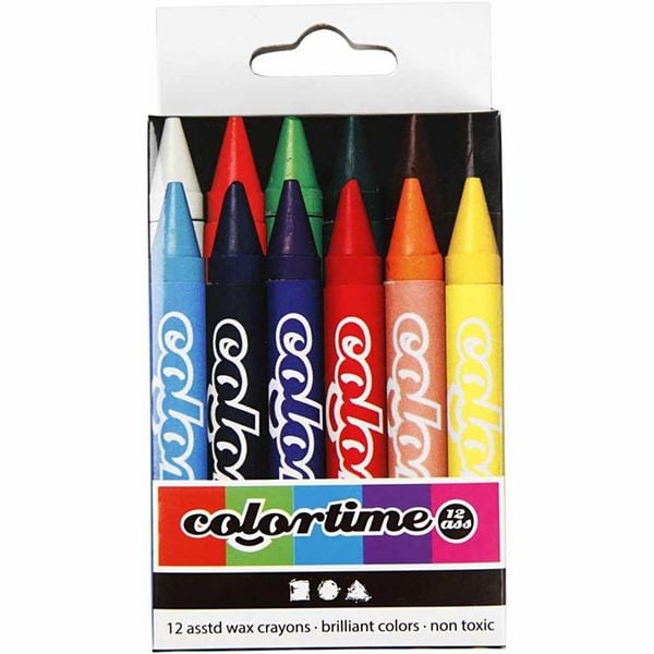 Produktbild: Creativ Company Colortime Farbkreide, L 10 cm, Dicke 11 mm, sortierte Farben, 12 Stk