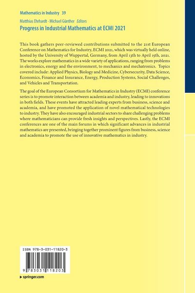 Produktbild: Progress in Industrial Mathematics at ECMI 2021