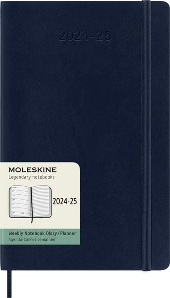 Moleskine 18 Monate Wochen Notizkalender 2024/2025, Large/A5, Weicher Einband, Saphir