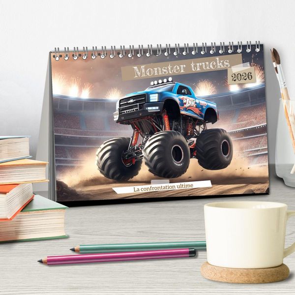 Produktbild: Monster trucks La confrontation ultime (Calendrier de bureau 2026 DIN A5 vertical), CALVENDO calendrier mensuel