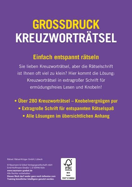 Produktbild: Gro&szlig;druck Kreuzwortr&auml;tsel &bull; Band 8 - &Uuml;ber 280 R&auml;tsel in gro&szlig;er Schrift f&uuml;r Senioren & Erwachsene