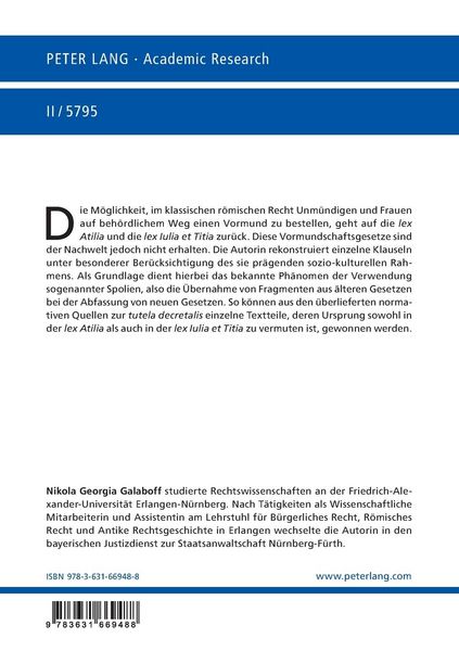 Produktbild: Die Palingenesie der r&ouml;mischen Vormundschaftsgesetze