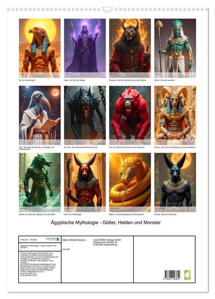 Produktbild: &Auml;gyptische Mythologie - G&ouml;tter, Helden und Monster (Wandkalender 2026 DIN A2 hoch), CALVENDO Monatskalender