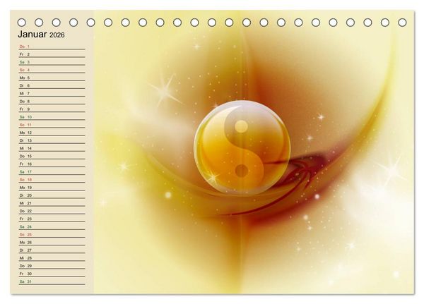 Produktbild: Buddha und Yin Yang (Tischkalender 2026 DIN A5 quer), CALVENDO Monatskalender