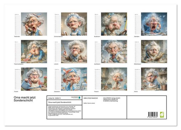Produktbild: Oma macht jetzt Sonderschicht (Wandkalender 2026 DIN A2 quer), CALVENDO Monatskalender