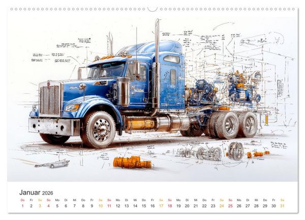 Produktbild: Trucks - Design Studien (hochwertiger Premium Wandkalender 2026 DIN A2 quer), Kunstdruck in Hochglanz