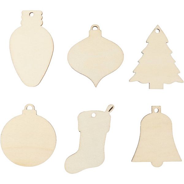 Produktbild: Creativ Company Weihnachtsschmuck, H 5,5-7 cm, B 4-5 cm, Lochgr&ouml;&szlig;e 4 mm, 90 Stk