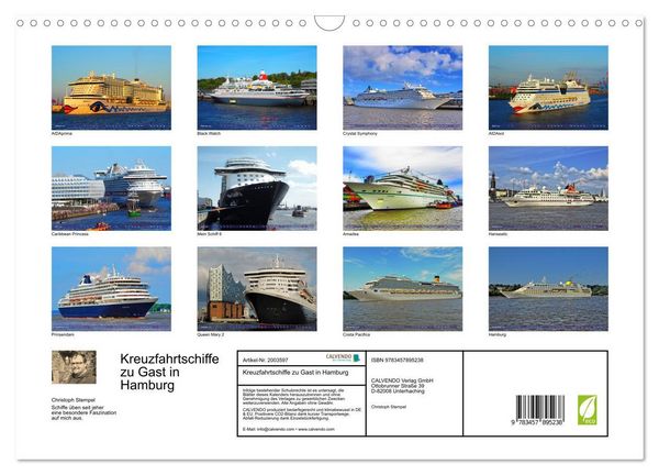 Produktbild: Kreuzfahrtschiffe zu Gast in Hamburg (Wandkalender 2026 DIN A3 quer), CALVENDO Monatskalender