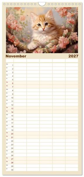 Produktbild: Familienplaner 2027 - Tierisch s&uuml;&szlig;! mit 5 Spalten (Wandkalender, 21 x 45 cm) CALVENDO