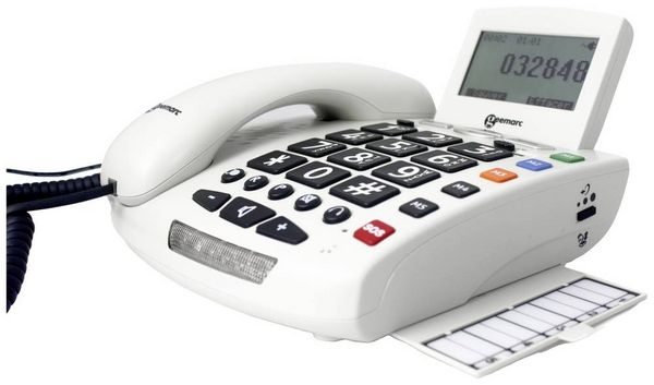 Produktbild: Geemarc Pack SERENTIES Schnurgebundenes Seniorentelefon Fallband-Sensor Beleuchtetes Display Wei&szlig;