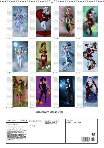 Produktbild: M&auml;dchen im Manga Style (Wandkalender immerw&auml;hrend DIN A2 hoch)