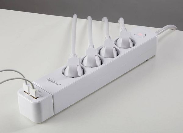 Produktbild: Sygonix SY-4535058 Steckdosenleiste mit Schalter Wei&szlig; Schutzkontakt 1St.